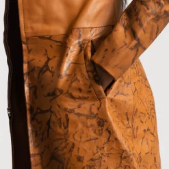 Sandy Tan Dye Leather Coat