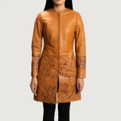 Sandy Tan Dye Leather Coat