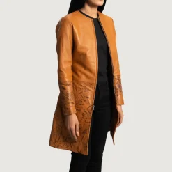 Sandy Tan Dye Leather Coat