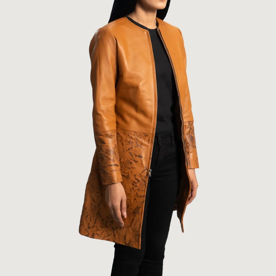 Sandy Tan Dye Leather Coat