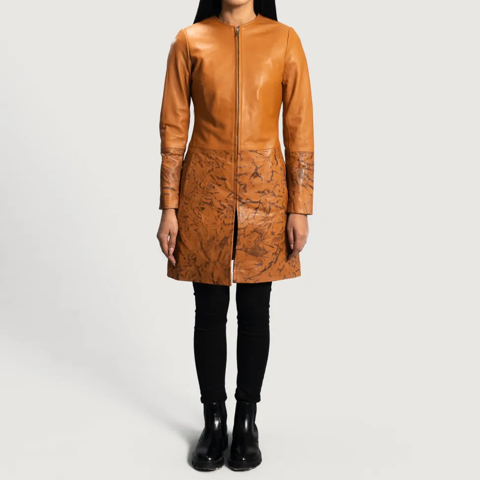 Sandy Tan Dye Leather Coat