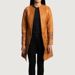 Sandy Tan Dye Leather Coat