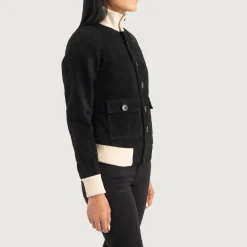 Sasha A1 Black Suede Bomber Jacket