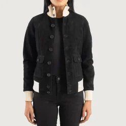 Sasha A1 Black Suede Bomber Jacket
