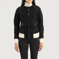 Sasha A1 Black Suede Bomber Jacket