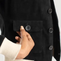 Sasha A1 Black Suede Bomber Jacket