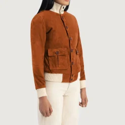 Sasha A1 Brown Suede Bomber Jacket