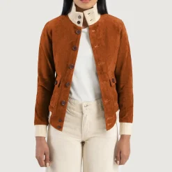 Sasha A1 Brown Suede Bomber Jacket