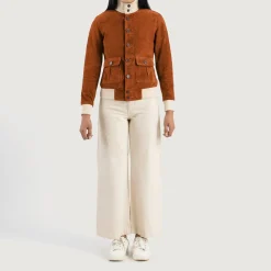 Sasha A1 Brown Suede Bomber Jacket