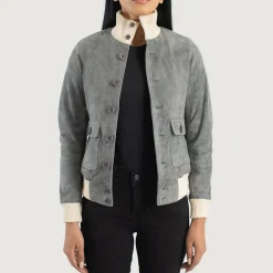 Sasha A1 Grey Suede Bomber Jacket
