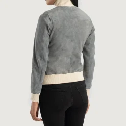 Sasha A1 Grey Suede Bomber Jacket