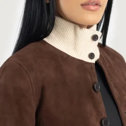 Sasha A1 Mocha Suede Bomber Jacket