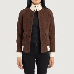 Sasha A1 Mocha Suede Bomber Jacket