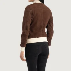 Sasha A1 Mocha Suede Bomber Jacket