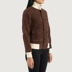 Sasha A1 Mocha Suede Bomber Jacket
