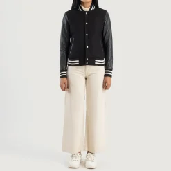 Savant Black Hybrid Varsity Jacket