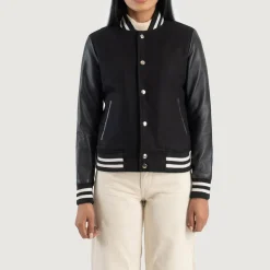 Savant Black Hybrid Varsity Jacket