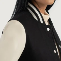 Savant Black & White Hybrid Varsity Jacket