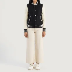 Savant Black & White Hybrid Varsity Jacket