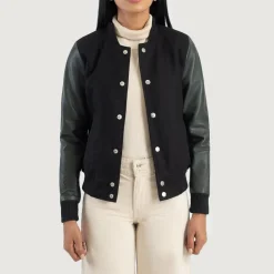 Savant Green & Black Hybrid Varsity Jacket