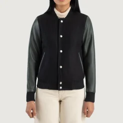 Savant Green & Black Hybrid Varsity Jacket