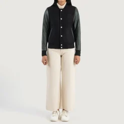 Savant Green & Black Hybrid Varsity Jacket