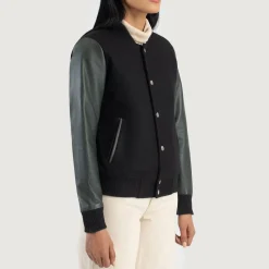 Savant Green & Black Hybrid Varsity Jacket