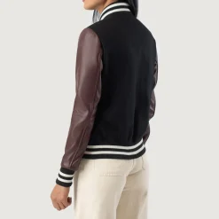 Savant Maroon & Black Hybrid Varsity Jacket