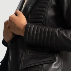 Selina Black Leather Blazer