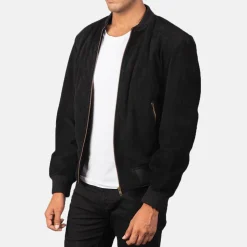 Shane Black Suede Bomber Jacket