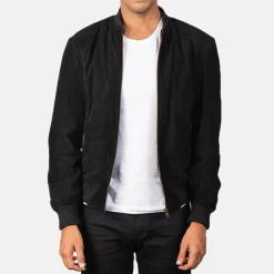 Shane Black Suede Bomber Jacket