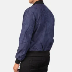 Shane Blue Suede Bomber Jacket