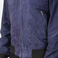 Shane Blue Suede Bomber Jacket