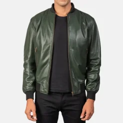 Shane Green Leather Bomber Jacket