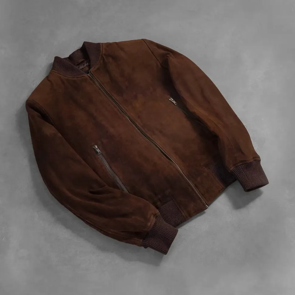 Shane Mocha Suede Bomber Jacket