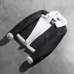 Sherilyn B-3 Black & White Leather Bomber Jacket