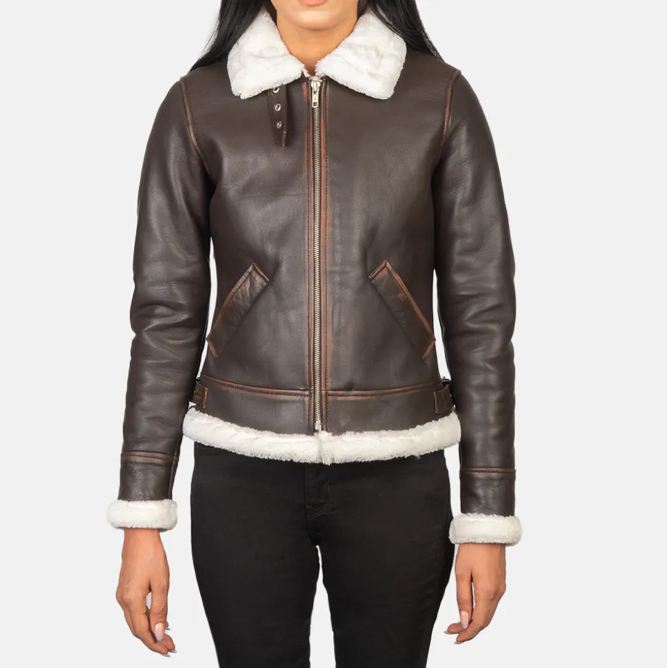 Sherilyn B-3 Brown Leather Bomber Jacket