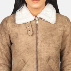 Sherilyn B-3 Distressed Brown Leather Bomber Jacket