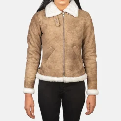 Sherilyn B-3 Distressed Brown Leather Bomber Jacket