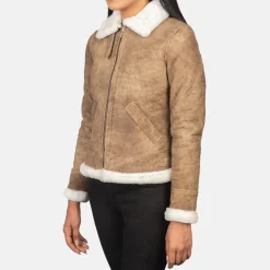 Sherilyn B-3 Distressed Brown Leather Bomber Jacket
