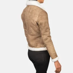 Sherilyn B-3 Distressed Brown Leather Bomber Jacket