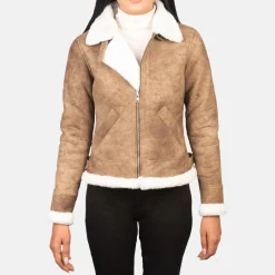 Sherilyn B-3 Distressed Brown Leather Bomber Jacket