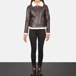 Sherilyn B-3 Maroon Leather Bomber Jacket