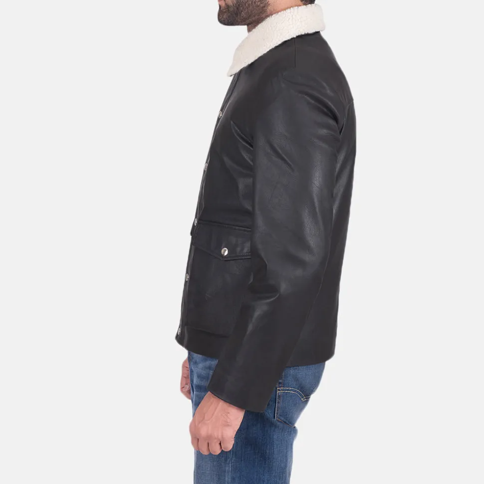 Snow Cole Black Leather Jacket