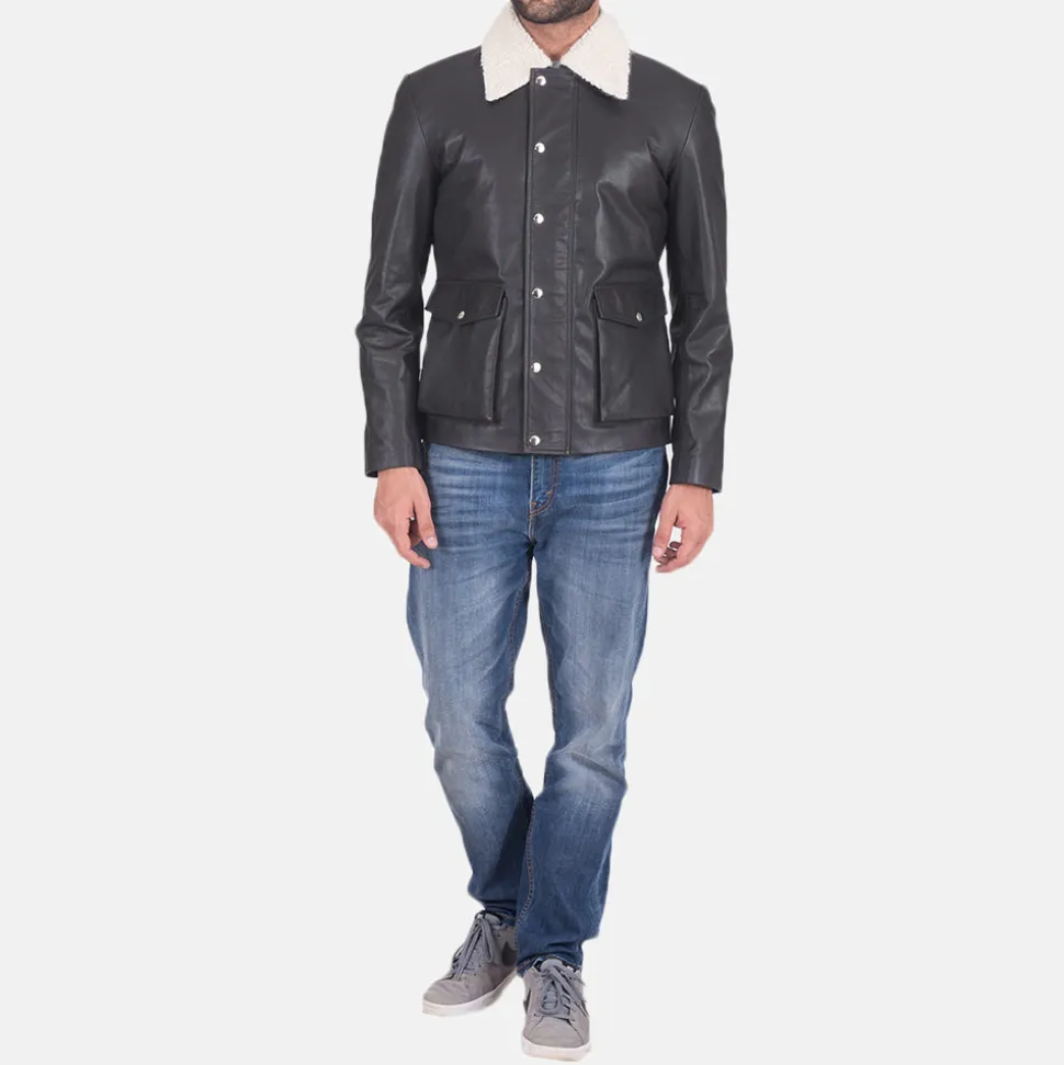 Snow Cole Black Leather Jacket