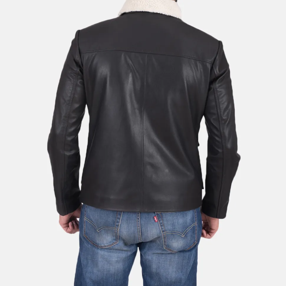 Snow Cole Black Leather Jacket