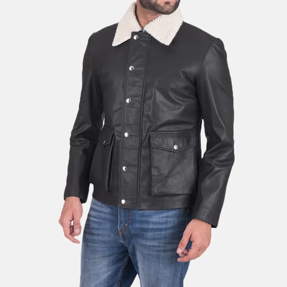 Snow Cole Black Leather Jacket