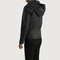 Spratt Black Hooded Leather Jacket
