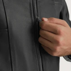 Spratt Black Hooded Leather Jacket