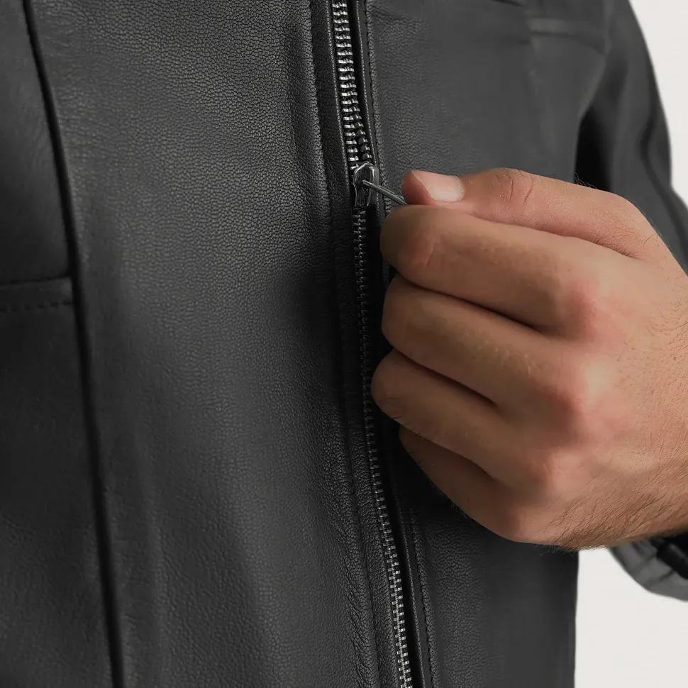 Spratt Black Hooded Leather Jacket